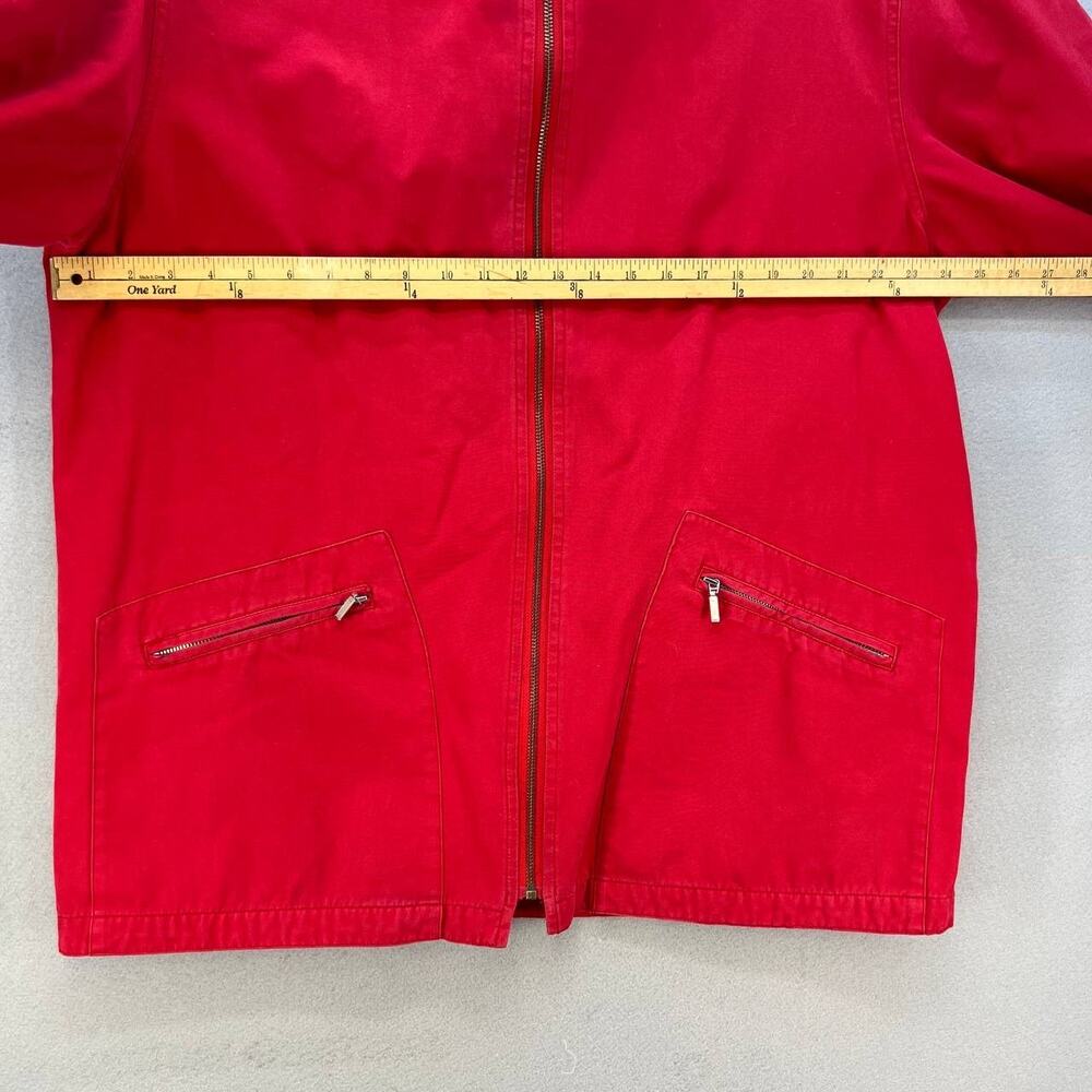 Eddie Bauer Jacket Women's Large Red Plaid Lining Hooded Vintage Preppy Normcore - Picture 12 of 14